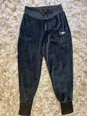 adidas Black Velvet Track Joggers with Ribbed Waist